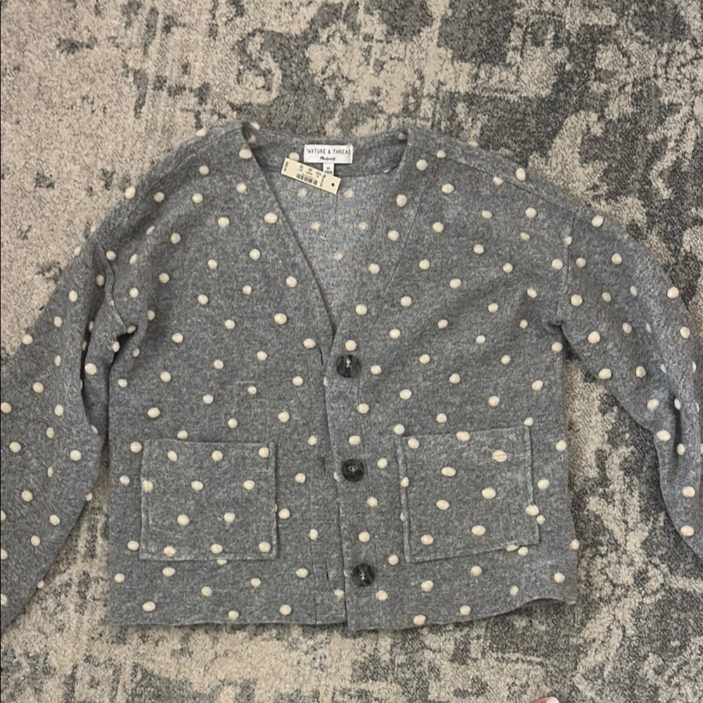 Madewell Gray and White Cardigan Sweater